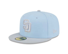 Load image into Gallery viewer, (Youth) San Diego Padres New Era MLB 59FIFTY 5950 Kid Fitted Cap Hat Light Blue Crown Gray Visor Dark Gray/Gray Logo (2-Tone Color Pack)
