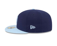 Load image into Gallery viewer, (Youth) San Diego Padres New Era MLB 59FIFTY 5950 Kid Fitted Cap Hat Navy Blue Crown Light Blue Visor Light Blue/White Logo (2-Tone Color Pack)
