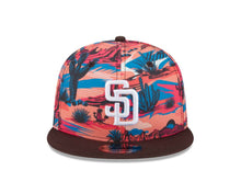 Load image into Gallery viewer, San Diego Padres New Era MLB 9FIFTY 950 Snapback 2025 Spring Training Cap Hat Orange/Blue/Magenta Crown Brown Visor White Logo Peoria Side Patch
