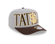 Load image into Gallery viewer, San Diego Padres New Era MLB 9FIFTY 950 Snapback A-Frame Cap Hat Gray Crown Brown Visor Yellow/White/Brown Logo Overlap Tatis Jr.
