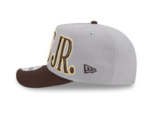 Load image into Gallery viewer, San Diego Padres New Era MLB 9FIFTY 950 Snapback A-Frame Cap Hat Gray Crown Brown Visor Yellow/White/Brown Logo Overlap Tatis Jr.
