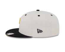 Load image into Gallery viewer, (Corduroy) Pittsburgh Pirates New Era MLB 59FIFTY 5950 Fitted Cap Hat Cream Crown Black Visor Yellow Logo Natiional League Side Patch
