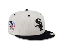 Load image into Gallery viewer, (Corduroy) Chicago White Sox New Era MLB 59FIFTY 5950 Fitted Cap Hat Cream Crown Black Visor Black Logo American League Side Patch
