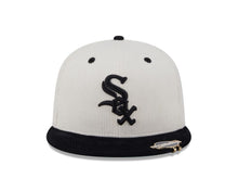 Load image into Gallery viewer, (Corduroy) Chicago White Sox New Era MLB 59FIFTY 5950 Fitted Cap Hat Cream Crown Black Visor Black Logo American League Side Patch
