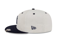 Load image into Gallery viewer, (Corduroy) New York Yankees New Era MLB 59FIFTY 5950 Fitted Cap Hat Cream Crown Navy Visor Navy Blue Logo American League Side Patch

