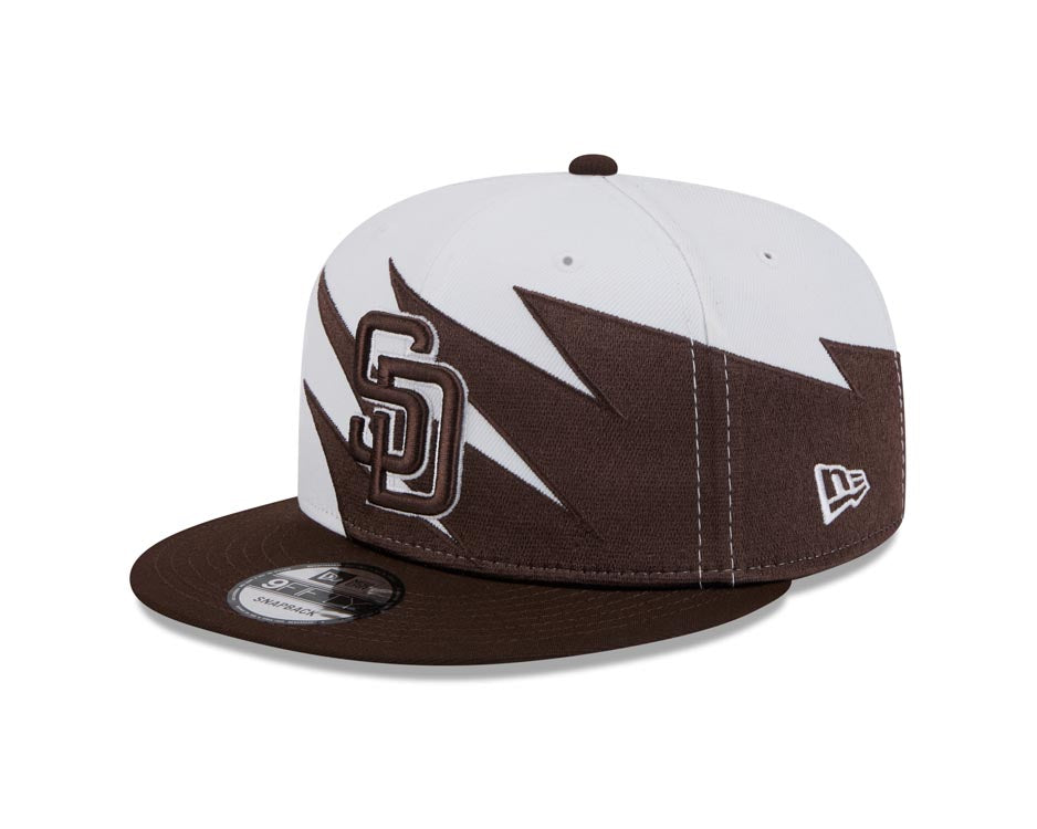 San Diego Padres New Era MLB 9FIFTY 950 Snapback Jagged Cap Hat White/Brown Crown Brown Visor Brown/White Logo