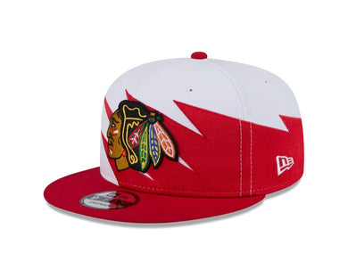 Chicago Blackhawks New Era NHL 9FIFTY 950 Snapback Jagged Cap Hat White/Red Crown Red Visor Team Color Logo
