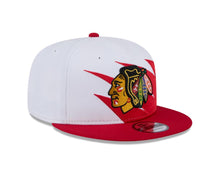 Load image into Gallery viewer, Chicago Blackhawks New Era NHL 9FIFTY 950 Snapback Jagged Cap Hat White/Red Crown Red Visor Team Color Logo
