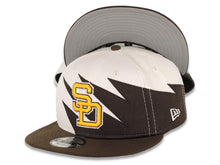 Load image into Gallery viewer, San Diego Padres New Era MLB 9FIFTY 950 Snapback Jagged Cap Hat White/Brown Crown Brown Visor Yellow/Brown Logo
