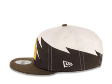 Load image into Gallery viewer, San Diego Padres New Era MLB 9FIFTY 950 Snapback Jagged Cap Hat White/Brown Crown Brown Visor Yellow/Brown Logo
