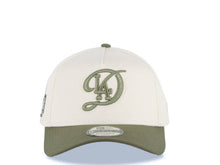Load image into Gallery viewer, Los Angeles Dodgers New Era MLB 9FORTY 940 Adjustable A-Frame Cap Hat Cream Crown Green Visor Olive City Connect Logo 2024 World Series Side Patch

