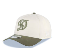 Load image into Gallery viewer, Los Angeles Dodgers New Era MLB 9FORTY 940 Adjustable A-Frame Cap Hat Cream Crown Green Visor Olive City Connect Logo 2024 World Series Side Patch
