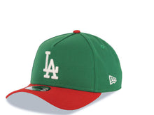 Load image into Gallery viewer, Los Angeles Dodgers New Era MLB 9FORTY 940 Adjustable A-Frame Cap Hat Green Crown Red Visor White Logo 40th Anniversary Stadium Side Patch
