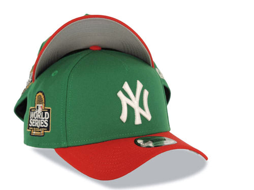 New York Yankees New Era MLB 9FORTY 940 Adjustable A-Frame Cap Hat Green Crown Red Visor White Logo 2024 World Series Side Patch
