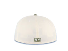 Load image into Gallery viewer, Los Angeles Dodgers New Era MLB 59FIFTY 5950 Fitted Cap Hat Cream Crown Olive Green Visor Olive Green Logo 2024 World Series Side Patch

