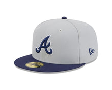 Load image into Gallery viewer, Atlanta Braves New Era MLB 59FIFTY 5950 Fitted Cap Hat Gray Crown Navy Blue Visor Navy Blue/White Logo (2-Tone Color Pack)
