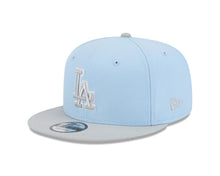 Load image into Gallery viewer, Los Angeles Dodgers New Era MLB 9FIFTY 950 Snapback Cap Hat Light Blue Crown Gray Visor Gray/White Logo (2-Tone Color Pack)
