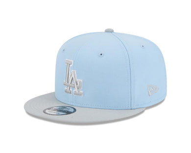 Los Angeles Dodgers New Era MLB 9FIFTY 950 Snapback Cap Hat Light Blue Crown Gray Visor Gray/White Logo (2-Tone Color Pack)