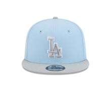 Load image into Gallery viewer, Los Angeles Dodgers New Era MLB 9FIFTY 950 Snapback Cap Hat Light Blue Crown Gray Visor Gray/White Logo (2-Tone Color Pack)
