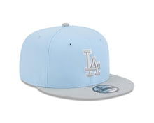 Load image into Gallery viewer, Los Angeles Dodgers New Era MLB 9FIFTY 950 Snapback Cap Hat Light Blue Crown Gray Visor Gray/White Logo (2-Tone Color Pack)
