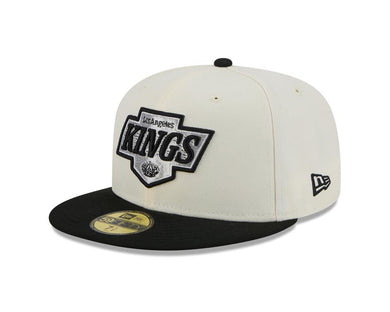 Los Angeles Kings New Era NHL 59FIFTY 5950 Fitted Cap Hat Cream Crown Black Visor Team Color Logo