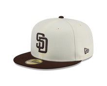 Load image into Gallery viewer, San Diego Padres New Era MLB 59FIFTY 5950 Fitted Cap Hat Cream Crown Brown Visor Brown Logo
