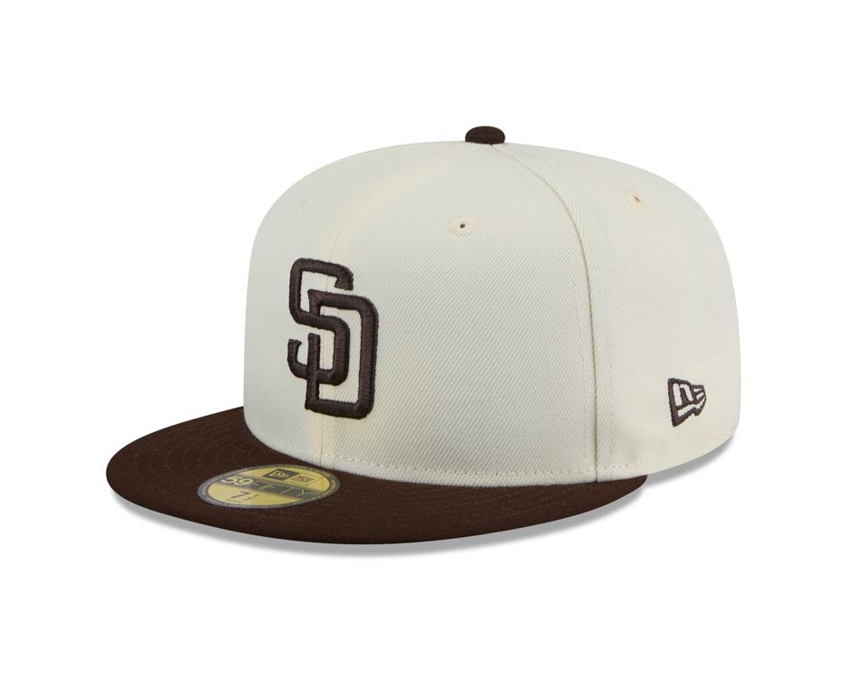 San Diego Padres New Era MLB 59FIFTY 5950 Fitted Cap Hat Cream Crown Brown Visor Brown Logo