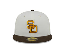 Load image into Gallery viewer, San Diego Padres New Era MLB 59FIFTY 5950 Fitted Cap Hat Cream Crown Brown Visor Yellow/Brown Cooperstown Logo
