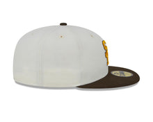 Load image into Gallery viewer, San Diego Padres New Era MLB 59FIFTY 5950 Fitted Cap Hat Cream Crown Brown Visor Yellow/Brown Cooperstown Logo
