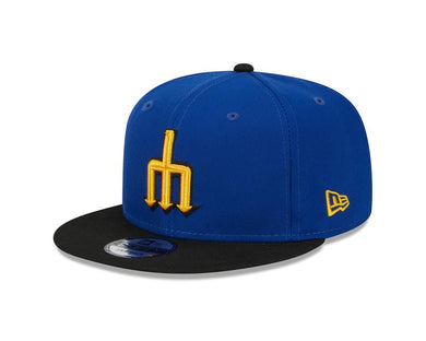 Seattle Mariners New Era MLB 9FIFTY 950 Snapback Cap Hat Royal Blue Crown Black Visor Yellow/Black Logo (City Connect)