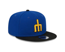 Load image into Gallery viewer, Seattle Mariners New Era MLB 9FIFTY 950 Snapback Cap Hat Royal Blue Crown Black Visor Yellow/Black Logo (City Connect)
