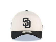Load image into Gallery viewer, San Diego Padres New Era MLB 9FORTY 940 Adjustable A-Frame Cap Hat Cream Crown Black Visor Black Logo 25th Anniversary Side Patch Gray UV
