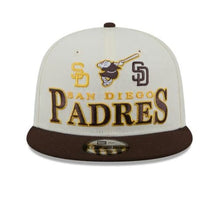 Load image into Gallery viewer, San Diego Padres New Era MLB 9FIFTY 950 Snapback Archive Cap Hat Cream Crown Brown Visor Team Color Text/Script Logo
