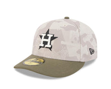 Load image into Gallery viewer, Houston Astros New Era MLB 59FIFTY 5950 Fitted Cap Hat White Camo Crown Olive Green Visor White/B;acl Logo (2025 Armed Forces Day)
