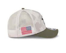 Load image into Gallery viewer, Houston Astros New Era MLB 9FORTY 940 Adjustable Mesh M-Crown Cap Hat White Camo Crown Olive Green Visor White/Black Logo (2025 Armed Forces Day)
