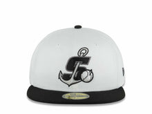 Load image into Gallery viewer, Stockton Ports New Era MiLB 59FIFTY 5950 Fitted Cap Hat White Crown Black Visor Black/Dark Gray Logo Black UV
