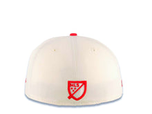 Load image into Gallery viewer, San Diego FC New Era MLS 59FIFTY 5950 Fitted Cap Hat Cream Crown Red Visor Red Logo Gray UV
