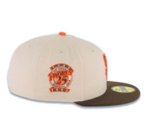Load image into Gallery viewer, San Diego Padres New Era MLB 59FIFTY 5950 Fitted Cap Hat Stone Crown Brown Visor Brown/Orange Logo 25th Anniversary Side Patch Green UV
