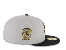 Load image into Gallery viewer, San Diego Padres New Era MLB 59FIFTY 5950 Fitted Cap Hat Gray Crown Black Visor Black/Yellow Logo 25th Anniversary Side Patch Gray UV
