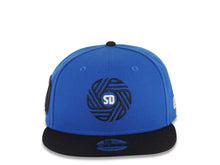Load image into Gallery viewer, San Diego FC New Era MLS 9FIFTY 950 Snapback Cap Hat Navy Blue Crown Black Visor Black/White Logo Gray UV
