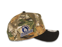 Load image into Gallery viewer, Los Angeles Dodgers New Era MLB 9FORTY 940 Adjustable A-Frame Cap Hat Real Tree Edge Camo Crown Black Visor White Logo 2024 World Series Champions Side Patch
