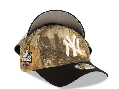 New York Yankees New Era MLB 9FORTY 940 Adjustable A-Frame Cap Hat Real Tree Edge Camo Crown Black Visor White Logo 2024 World Series Side Patch