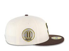Load image into Gallery viewer, San Diego Padres New Era MLB 59FIFTY 5950 Fitted Cap Hat Cream Crown Brown Visor Yellow/Black Logo Yu Darvish 11 Side Patch
