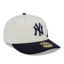 Load image into Gallery viewer, New York Yankees New Era MLB 59FIFTY 5950 Fitted Cap Hat Cream Crown Navy Blue Visor Navy Logo Green UV (Tonal Florals)
