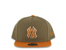 Load image into Gallery viewer, (Youth) New York Yankees New Era MLB 9FIFTY 950 Snapback Kid A-Frame Cap Hat Olive Green Crown Light Brown Visor Light Brown/White Logo Gray UV
