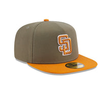 Load image into Gallery viewer, (Youth) San Diego Padres New Era MLB 59FIFTY 5950 Kid A-Frame Fitted Cap Hat Olive Green Crown Brown Visor Brown White Logo (2-Tone Color Pack)
