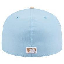 Load image into Gallery viewer, (Youth) San Diego Padres New Era MLB 59FIFTY 5950 Kid A-Frame Fitted Cap Hat Aqua Blue Crown Light Khaki Visor Khaki/White Logo (2-Tone Color Pack)
