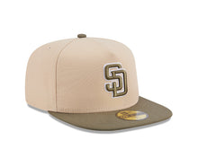 Load image into Gallery viewer, San Diego Padres New Era MLB 59FIFTY 5950 Fitted A-Frame Cap Hat Light Khaki Crown Olive Green Visor Green/White Logo (2-Tone Color Pack)
