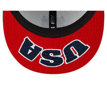 Load image into Gallery viewer, United States USA Soccer New Era FIFA 9FIFTY 950 Snapback Cap Hat White Crown Navy Blue Visor Team Color Logo
