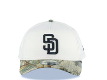 Load image into Gallery viewer, San Diego Padres New Era MLB 9FORTY 940 Adjustable A-Frame Cap Hat Cream Crown Real Tree Edge Camo Visor Black Logo
